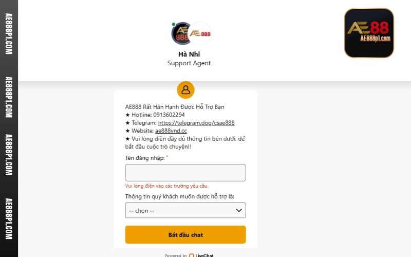 Live chat là thông tin liên hệ với AE888 nhanh nhất